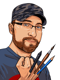 An illustrated portrait of Ian.
