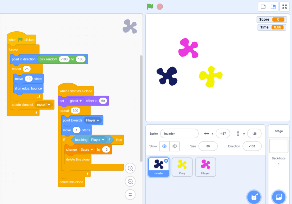 Scratch blocks on the scratch interface.