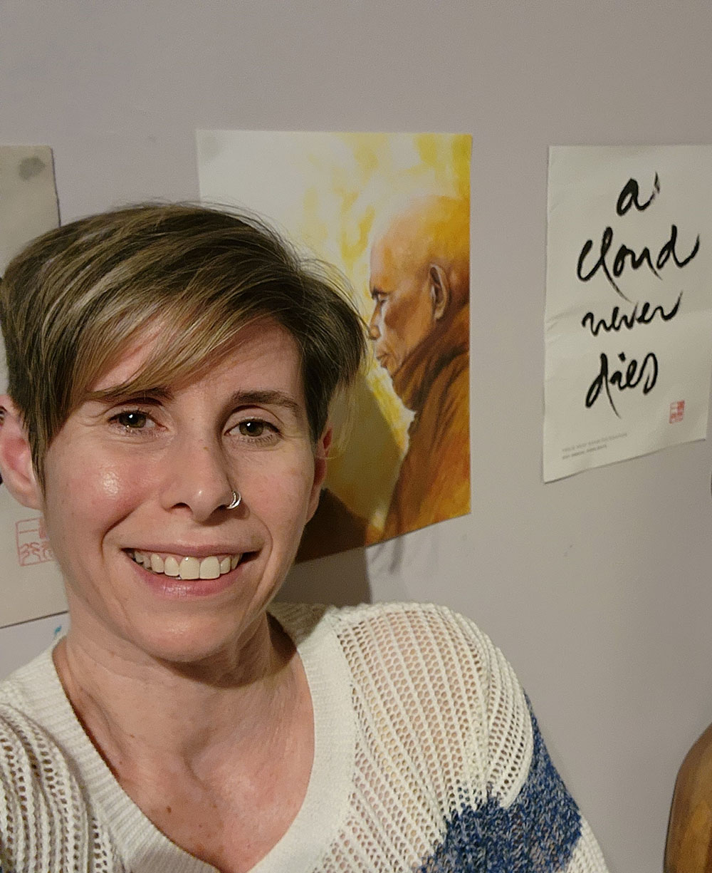 A portrait of Sharon Aschaiek.